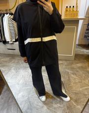 ghisa paraşüt kumaş yelekli spor takım siyah 2