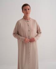 rayon merserize uzun hırka bej 4