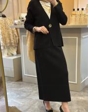 ghisa çelik örme triko ceket etek takım siyah 4