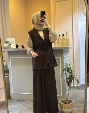 ghisa yeleğinin kuşağı içten geçirmeli takım kahve