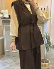 ghisa yeleğinin kuşağı içten geçirmeli takım kahve 2