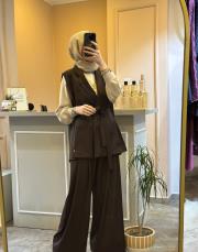 ghisa yeleğinin kuşağı içten geçirmeli takım kahve 5