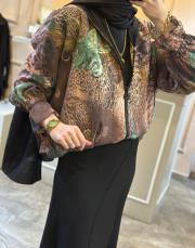 ghisa desenli kapüşonlu bomber ceket kahve-desenli 2