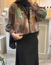 ghisa desenli kapüşonlu bomber ceket kahve-desenli 3