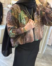 ghisa desenli kapüşonlu bomber ceket kahve-desenli 4