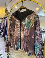 ghisa desenli kapüşonlu bomber ceket kahve-desenli 6