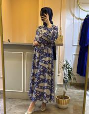 ghisa yakası taşlı zincir desenli boydan düğmeli elbise gri 4