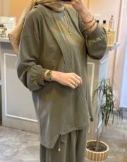 ghisa tuniği ip ve ribana detaylı rahat takım yeşil 4