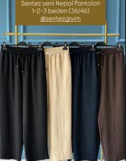 sentez nepal beli lastikli pantolon 5642 ekru