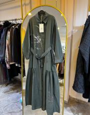 ceremony önü baskılı ve büzgü detaylı safari kap yeşil