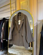 ceremony arkası baskı detaylı oversize safari ceket vizon