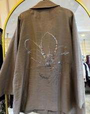 ceremony arkası baskı detaylı oversize safari ceket vizon 2