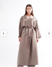 ceremony kruvaze baskılı safari trençkot vizon 2