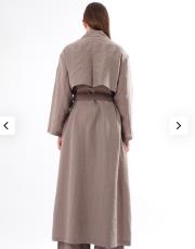 ceremony kruvaze baskılı safari trençkot vizon 3