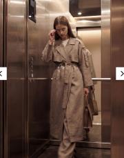 ceremony kruvaze baskılı safari trençkot vizon 5