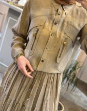 ceremony cebi fermuar detaylı suel etekli takım vizon 2