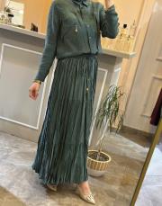 ceremony cebi fermuar detaylı suel etekli takım yeşil 3