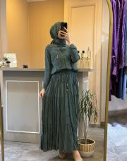 ceremony cebi fermuar detaylı suel etekli takım yeşil 5