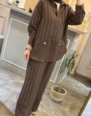 ceremony istiridye detaylı pantolonlu takım kahve 2