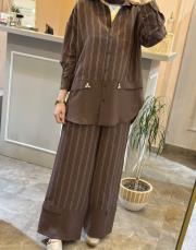 ceremony istiridye detaylı pantolonlu takım kahve 4