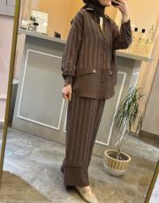 ceremony istiridye detaylı pantolonlu takım kahve 5