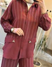 ceremony istiridye detaylı pantolonlu takım bordo 3