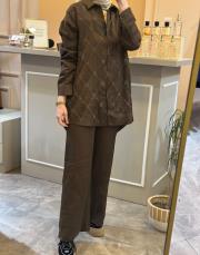 ghisa taşlı keten takım kahve 2