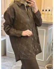 ghisa taşlı keten takım kahve 4