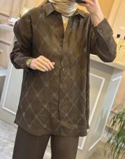 ghisa taşlı keten takım kahve 5