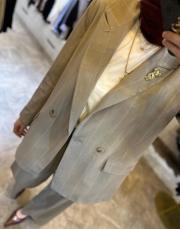 ghisa çizgili ceketli takım bej 4