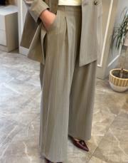 ghisa çizgili ceketli takım bej 7