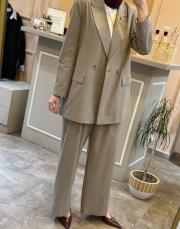 ghisa çizgili ceketli takım bej 9