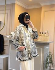 ghisa işlemeli ceket ekru