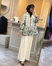 ghisa işlemeli ceket ekru 2