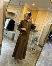 ghisa üstü yandan modelli etekli takım kahve