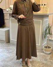 ghisa üstü yandan modelli etekli takım kahve 2