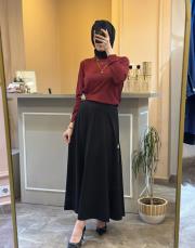 sentez rozie yanı fermuarlı kiloş etek siyah 5