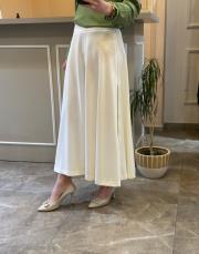 sentez rozie yanı fermuarlı kiloş etek beyaz