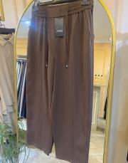 sentez elegance beli lastikli dar paça pantolon kahve