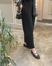 sentez elegance beli lastikli dar paça pantolon siyah 3