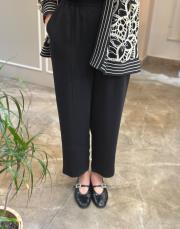 sentez elegance beli lastikli dar paça pantolon siyah 4