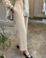 sentez elegance beli lastikli dar paça pantolon taş 4