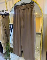 sentez elegance beli lastikli dar paça pantolon vizon 2