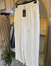 sentez elegance beli lastikli dar paça pantolon beyaz 2