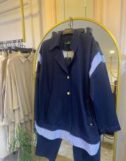 ghisa gömlek detaylı spor ceketli takım lacivert