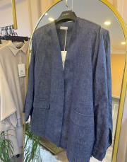 ceremony yandan bağlamalı denim keten ceket siyah