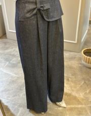 ceremony yandan bağlamalı denim keten takım siyah 4
