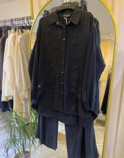 ceremony cep kapakları taş işlemeli modal pantolonlu takım siyah