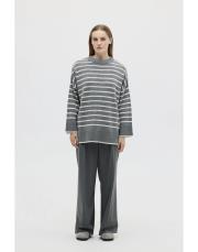 çizgili triko kazak gri