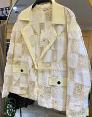 ceremony çiçek nakışlı çıt çıt detaylı belden bağlamalı ceket krem